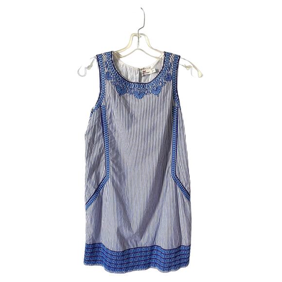 Vineyard Vines Striped Embroidered Sheath Mini Dress Royal Blue Size 2 - Picture 1 of 8